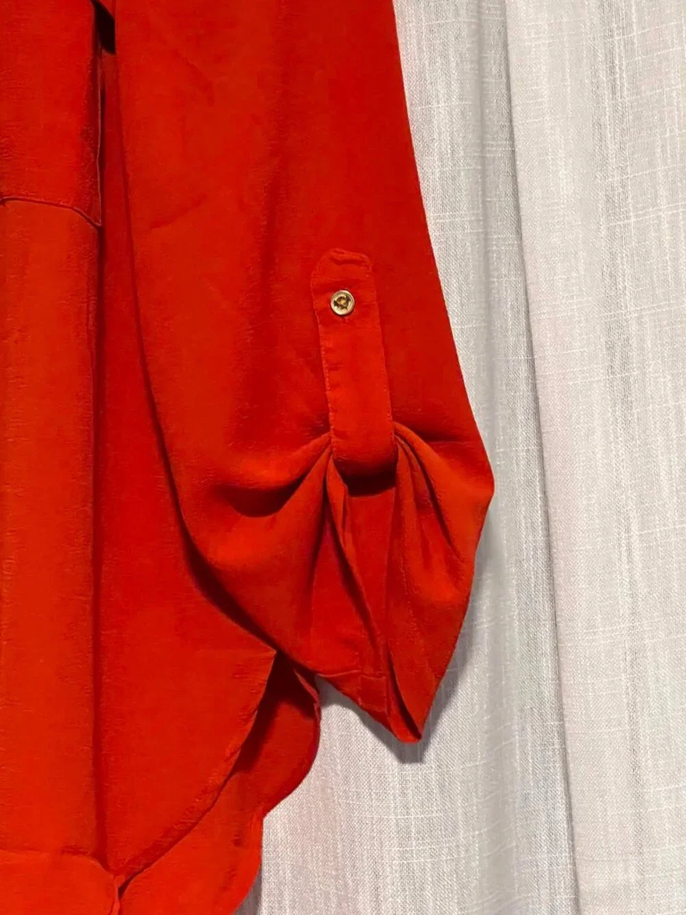 Michael Kors Zip Front Blouse Orange/Red Size M